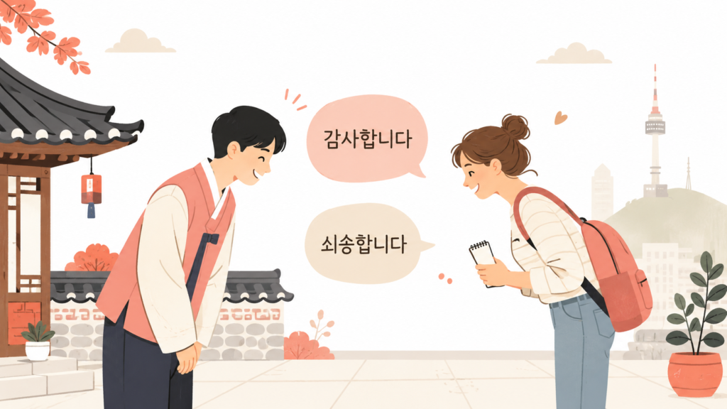 Polite Korean phrases illustration — Nihon Path Korean course